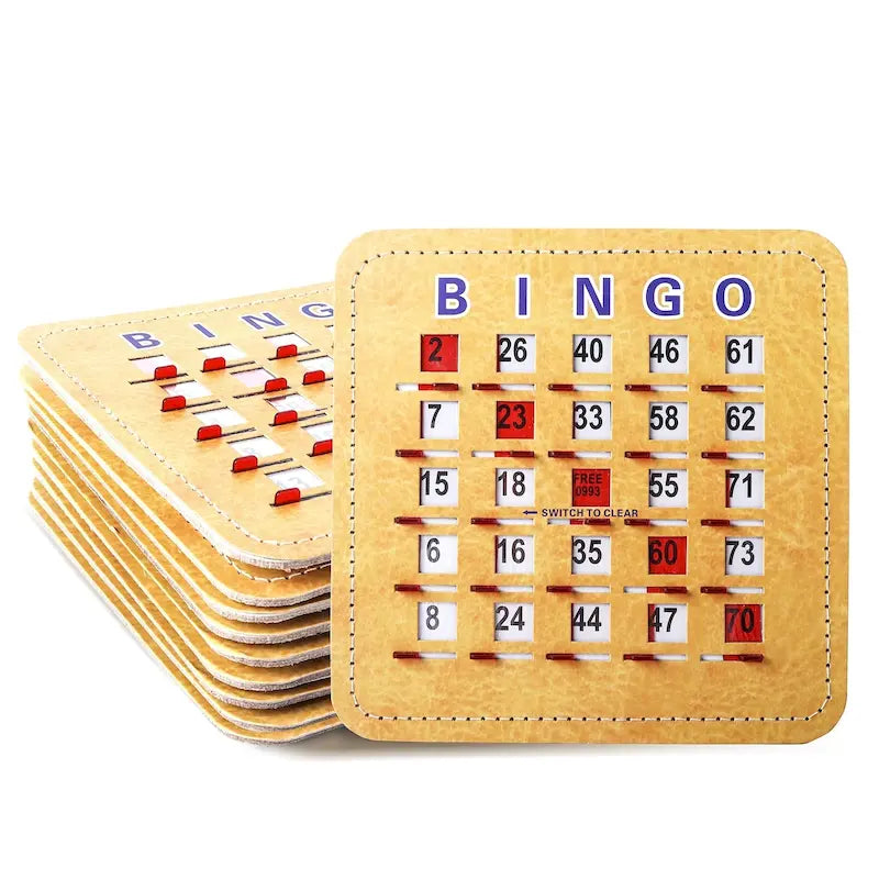Cartones de bingo con persiana y deslizador de borrado rápido — reinicio deslizante reutilizable con la yema del dedo