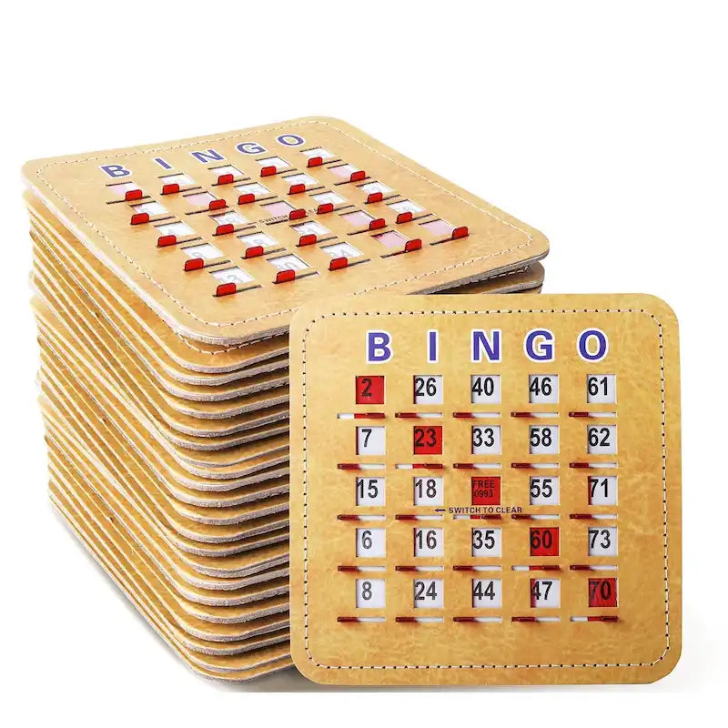 Cartones de bingo con persiana y deslizador de borrado rápido — reinicio deslizante reutilizable con la yema del dedo