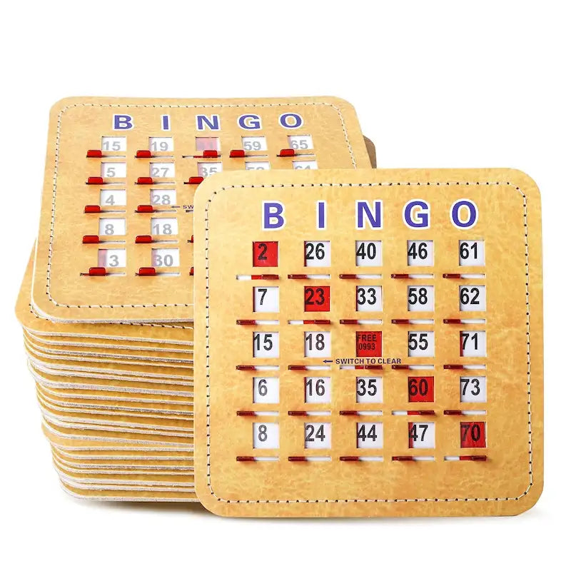 Cartones de bingo con persiana y deslizador de borrado rápido — reinicio deslizante reutilizable con la yema del dedo