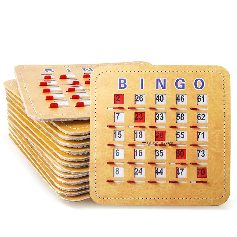 Cartones de bingo con persiana y deslizador de borrado rápido — reinicio deslizante reutilizable con la yema del dedo