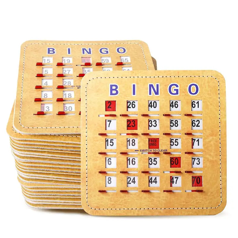 Cartones de bingo con persiana y deslizador de borrado rápido — reinicio deslizante reutilizable con la yema del dedo