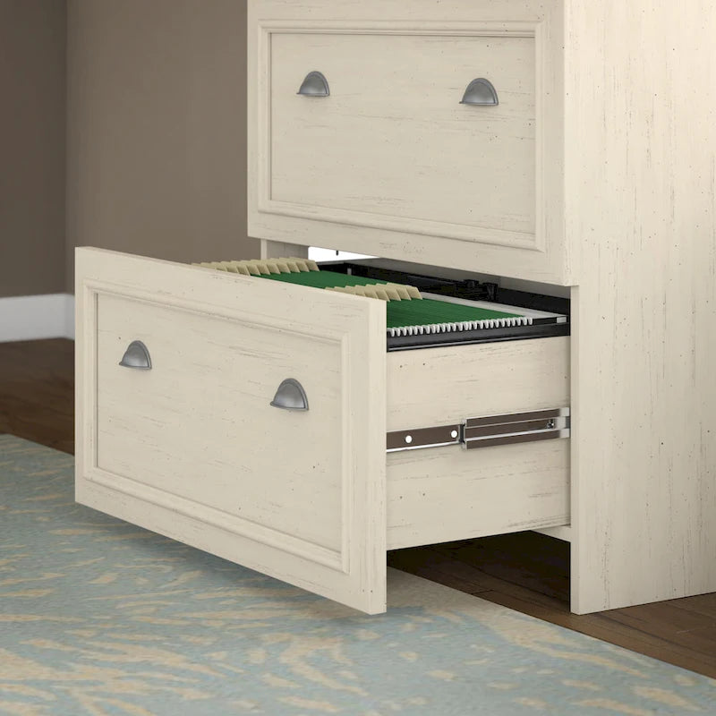 60W L Shaped Desk with Hutch and Lateral File Cabinet