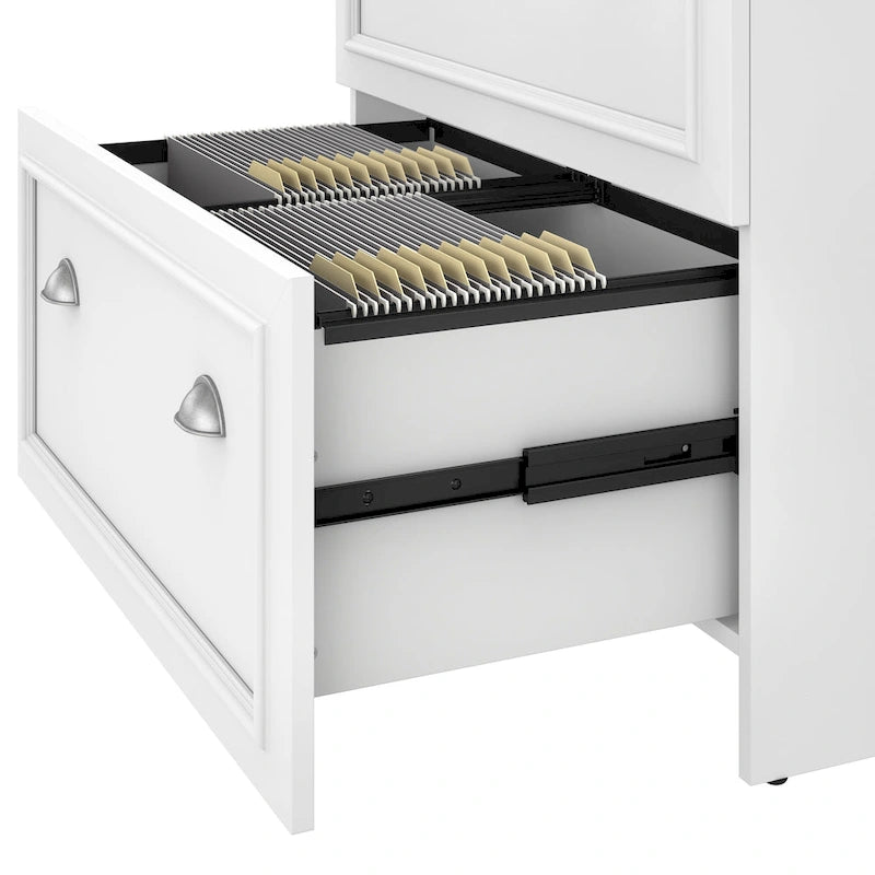 Scrivania a L da 60W con alzata e classificatore laterale