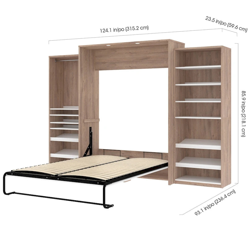 Lit escamotable queen de 125W avec 2 organiseurs de placard