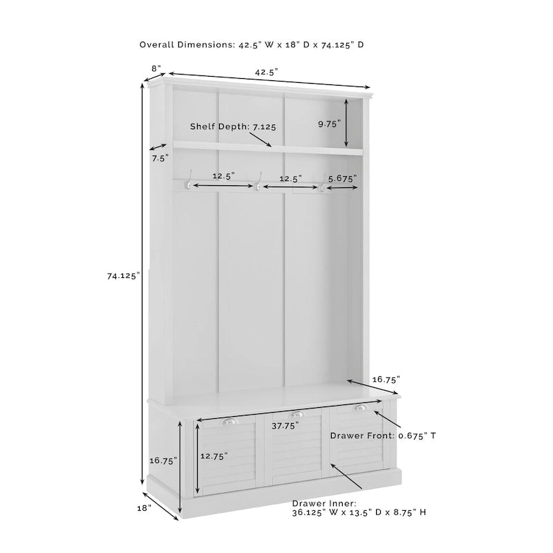 Appendiabiti da ingresso - 42.5W x 18D x 74.13H