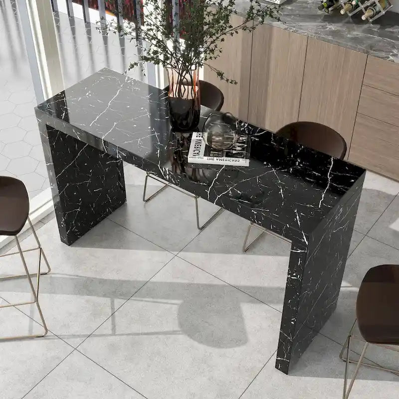 Mesa de 60 pulgadas a altura de barra con acabado de mármol sintético