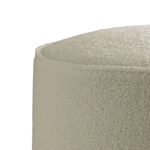 18 Inch Modern Foam Ottoman, Beige Faux Sheepskin, Matte Black Metal Legs