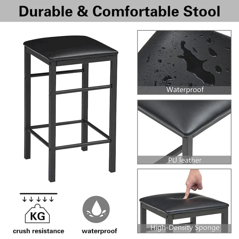 Juego de mesa de comedor de 3 piezas para barra, con superficie de mármol sintético