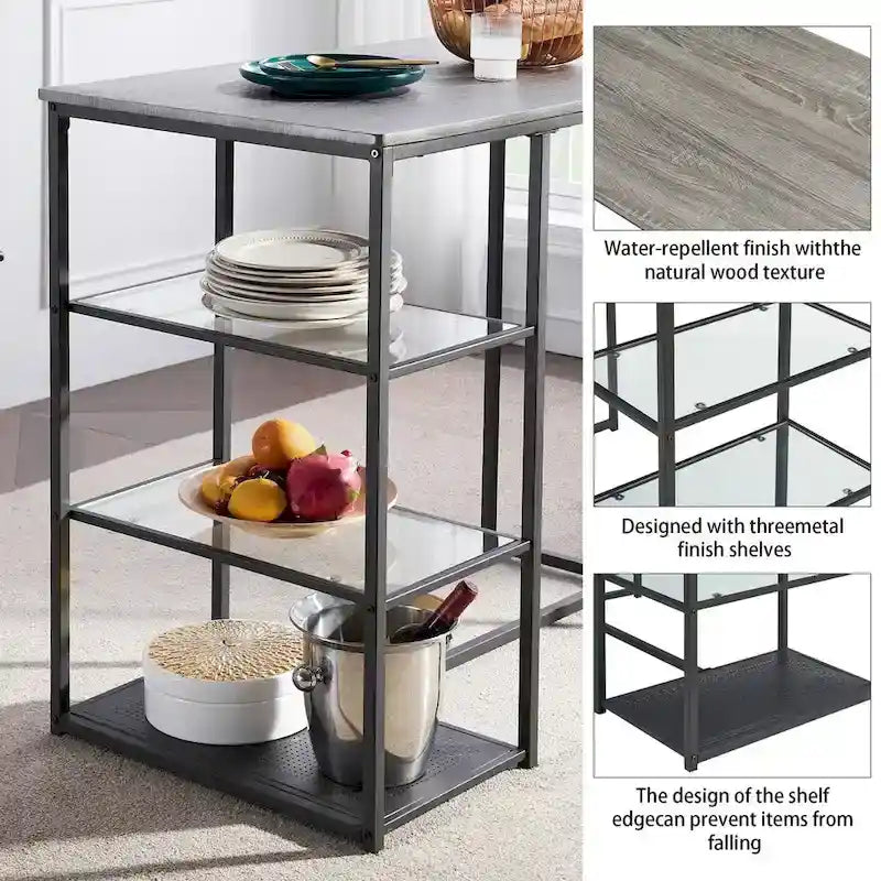 Juego de mesa de comedor de 3 piezas para barra, con superficie de mármol sintético