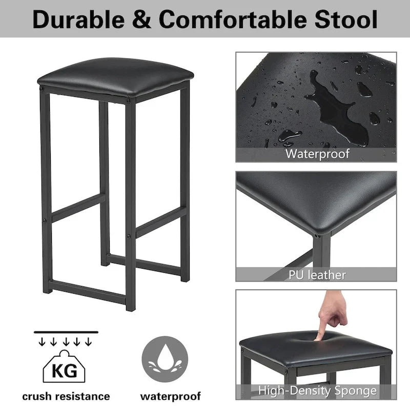 Juego de mesa de comedor de 3 piezas para barra, con superficie de mármol sintético