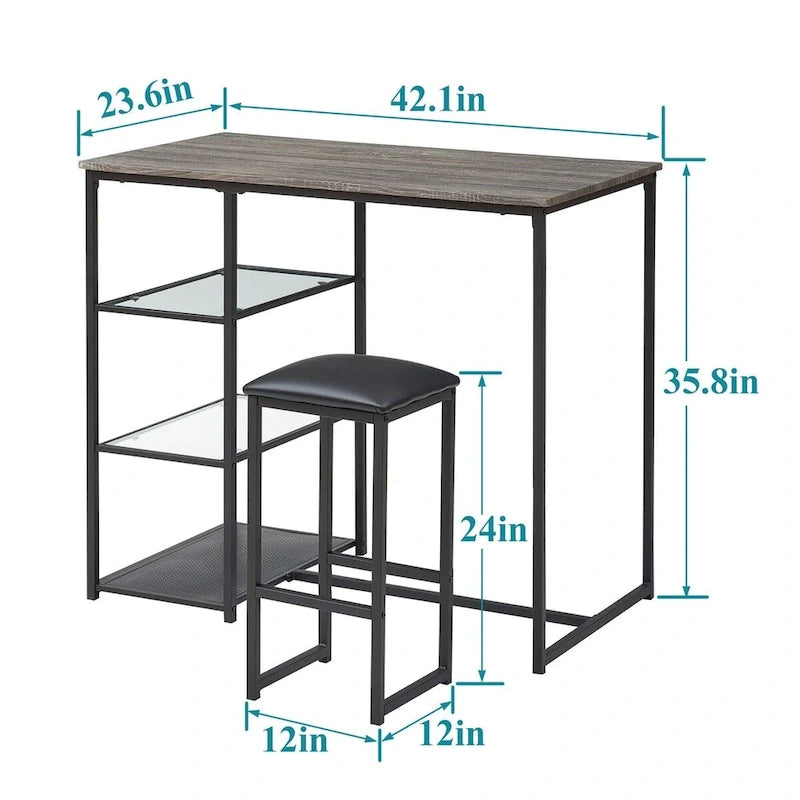 Juego de mesa de comedor de 3 piezas para barra, con superficie de mármol sintético