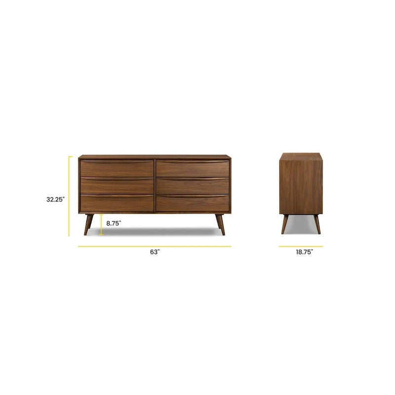 Cassettiera in noce da 63"