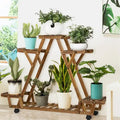 6-Tier Outdoor Ladder Plant Stand with Wheels