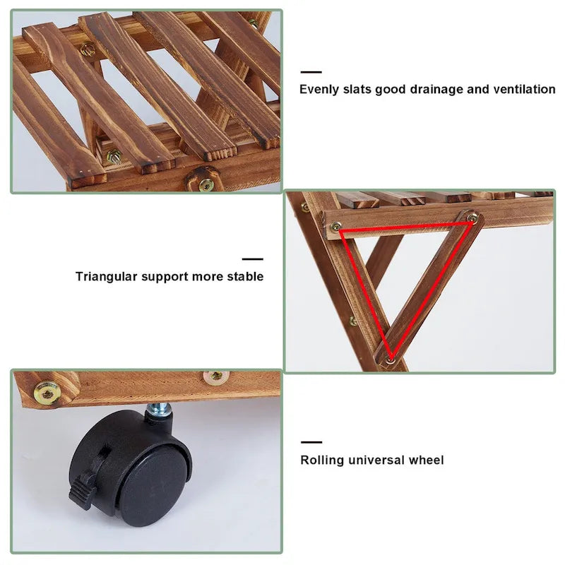 6-Tier Outdoor Ladder Plant Stand with Wheels