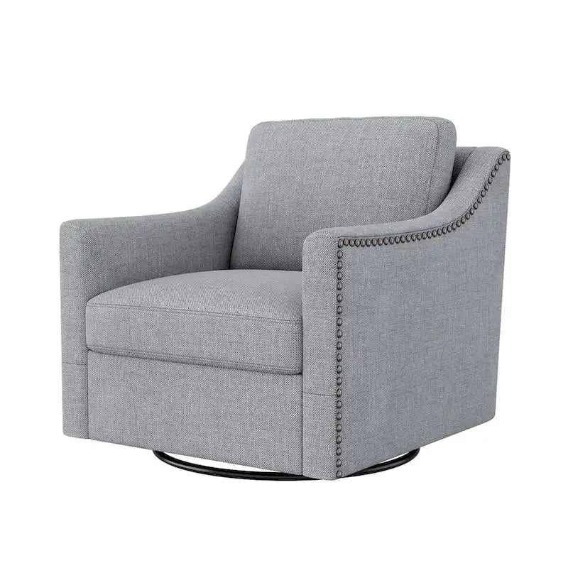 360-degree Swivel Armchair Linen Blend Modern Soft Material Ergonomics With Black Legs For Indoor Home