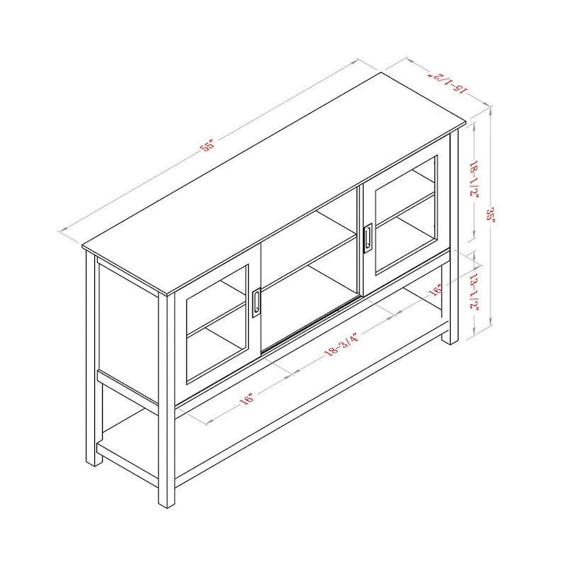 55" Grey Buffet Table