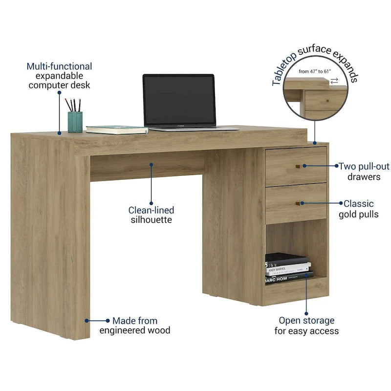 Bureau pour télétravail extensible de 47 à 61 pouces