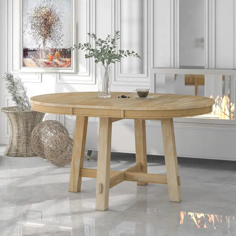 Table à manger ronde extensible avec rallonge de 16 po