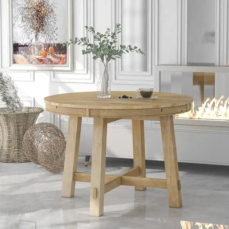 Table à manger ronde extensible avec rallonge de 16 po