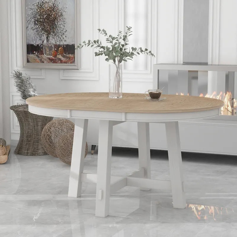 Table à manger ronde extensible avec rallonge de 16 po