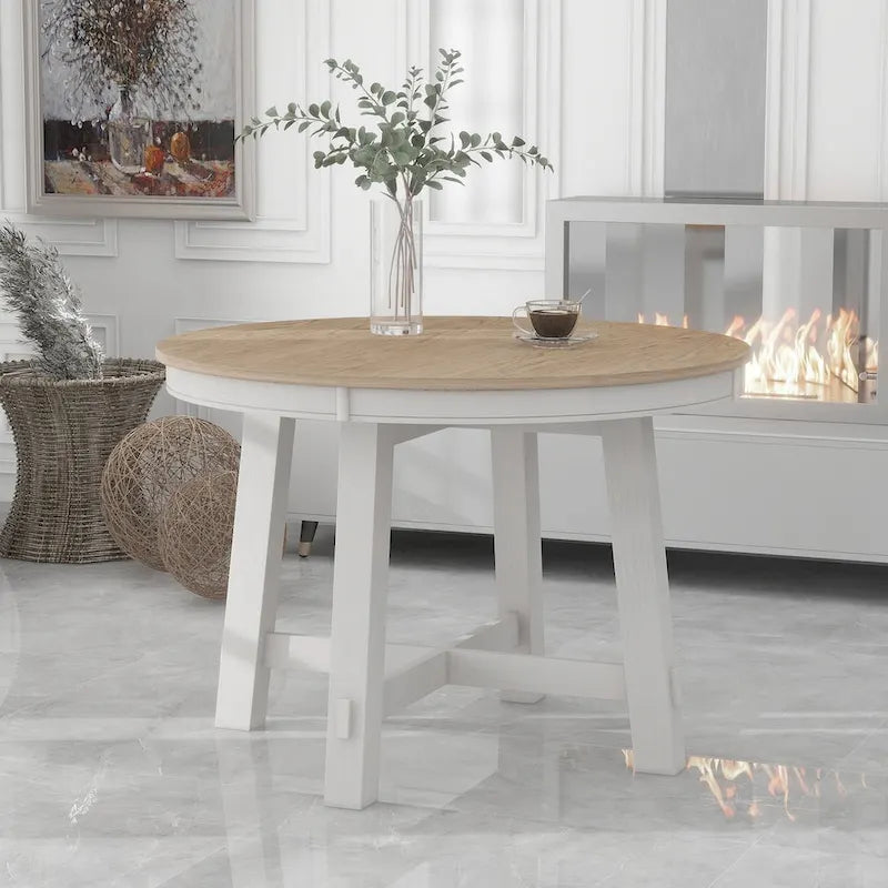 Table à manger ronde extensible avec rallonge de 16 po