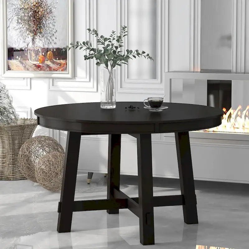 Table à manger ronde extensible avec rallonge de 16 po
