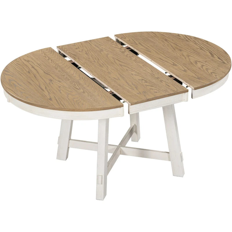 Table à manger ronde extensible avec rallonge de 16 po