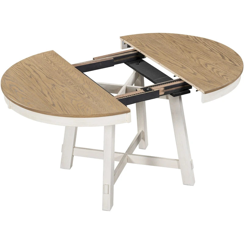 Table à manger ronde extensible avec rallonge de 16 po