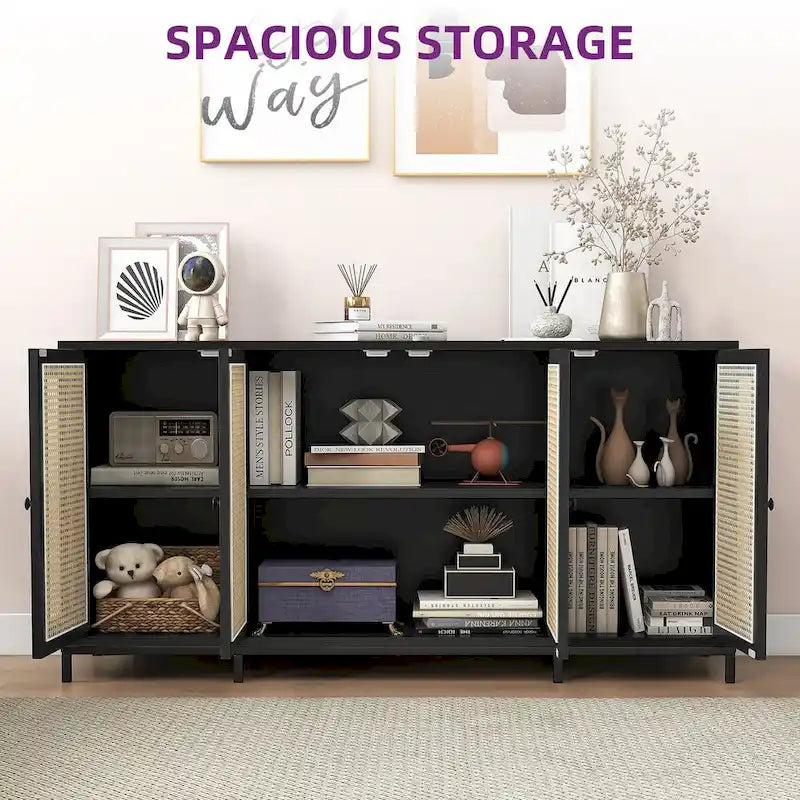 59" breites Holz-Sideboard mit 4 Türen, Stauraum und Regalböden