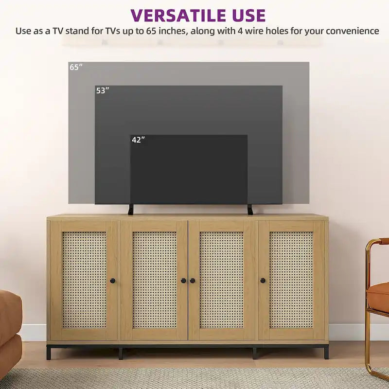 59" breites Holz-Sideboard mit 4 Türen, Stauraum und Regalböden