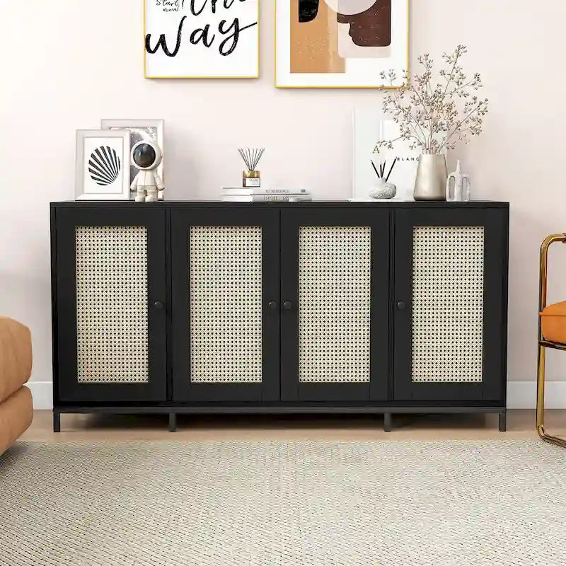 59" breites Holz-Sideboard mit 4 Türen, Stauraum und Regalböden