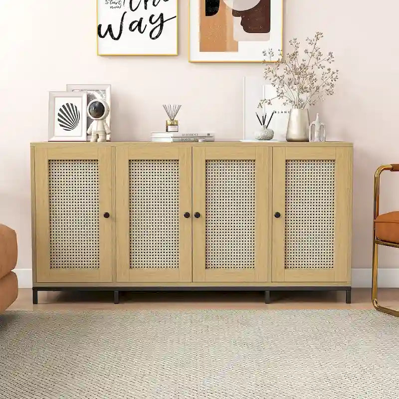 59" breites Holz-Sideboard mit 4 Türen, Stauraum und Regalböden