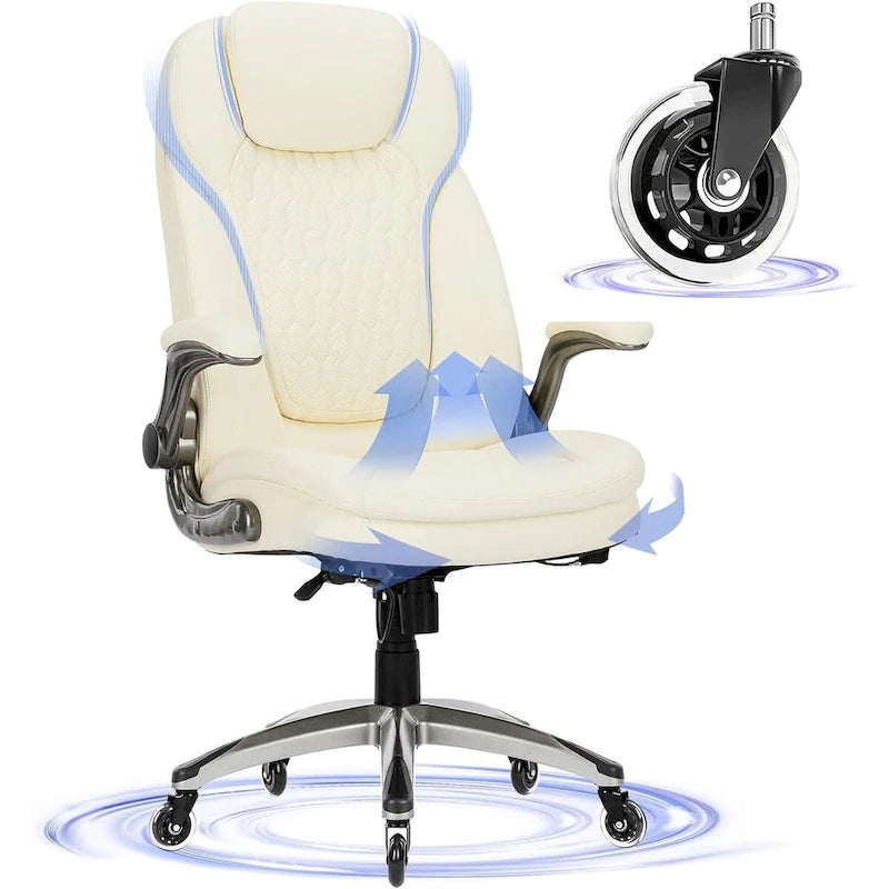 Ergonomic Executive Swivel Home Office Chair with Flip-up Arms & Adjustable Tilt Lock