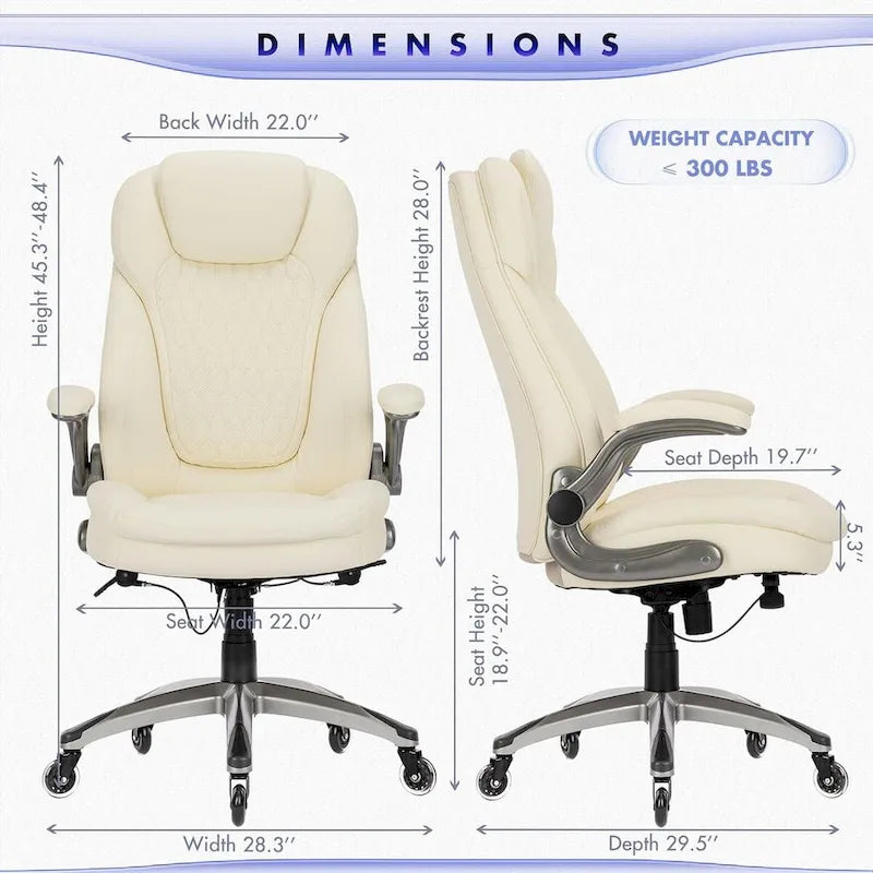 Ergonomic Executive Swivel Home Office Chair with Flip-up Arms & Adjustable Tilt Lock