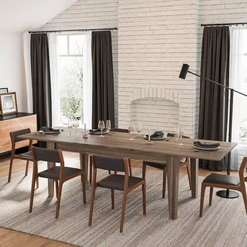 Table à manger rectangulaire extensible pour 4 à 12 personnes