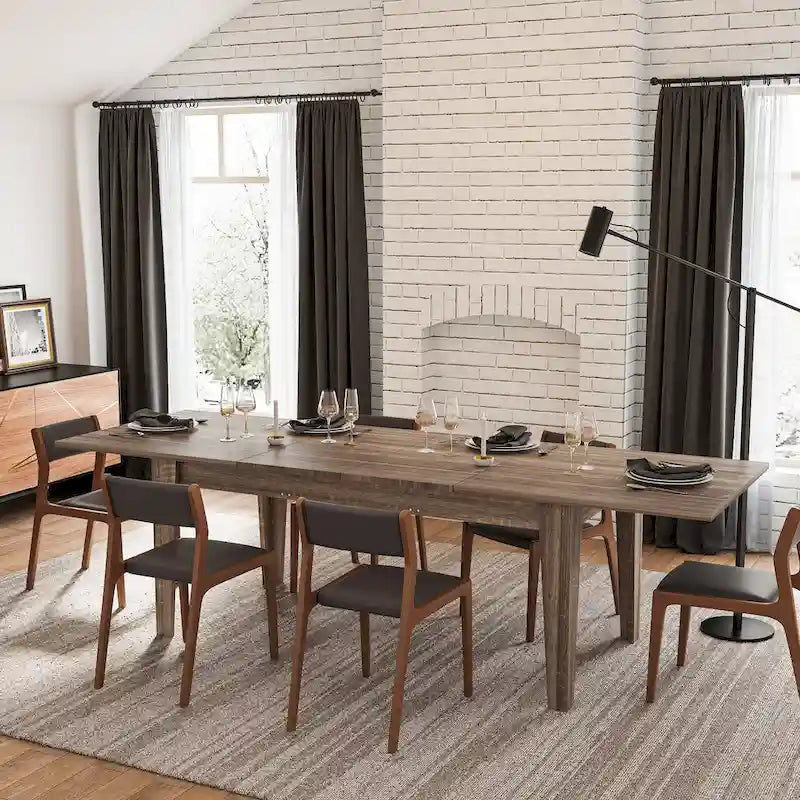 Table à manger rectangulaire extensible pour 4 à 12 personnes