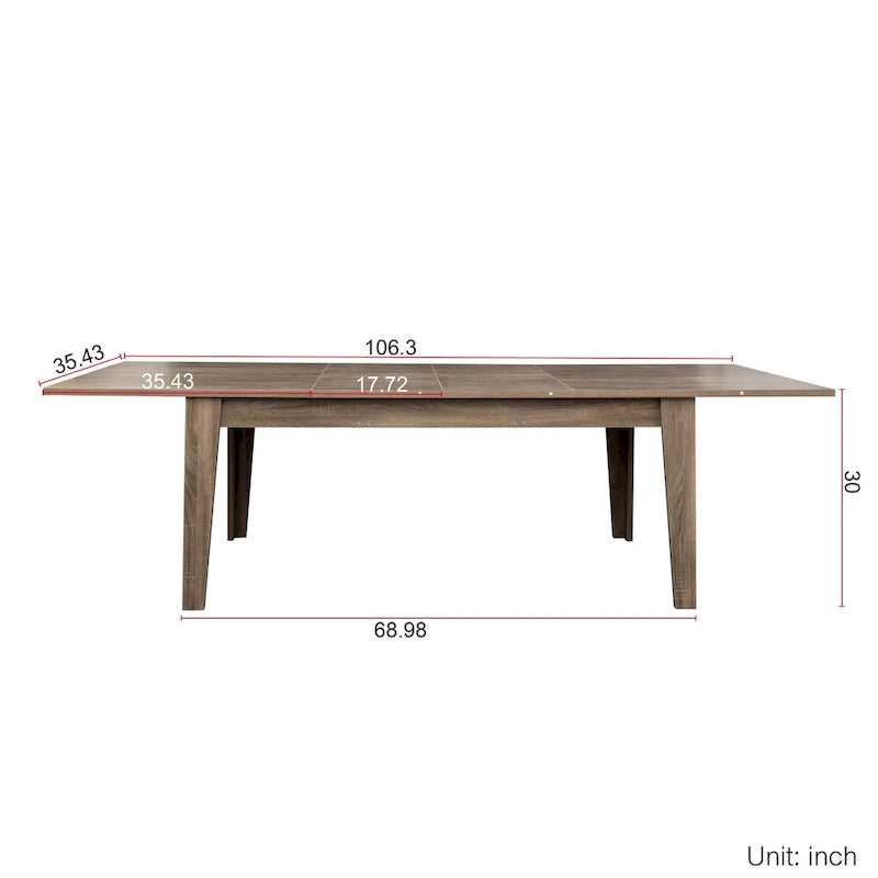 Table à manger rectangulaire extensible pour 4 à 12 personnes