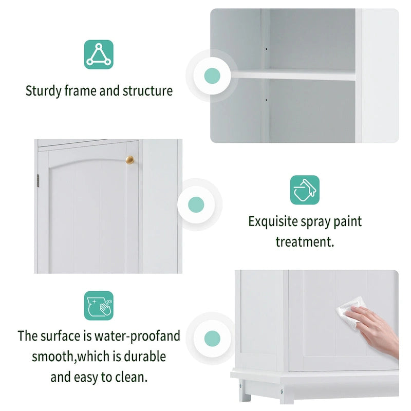Mobile contenitore alto da bagno con ante in vetro e due cassetti