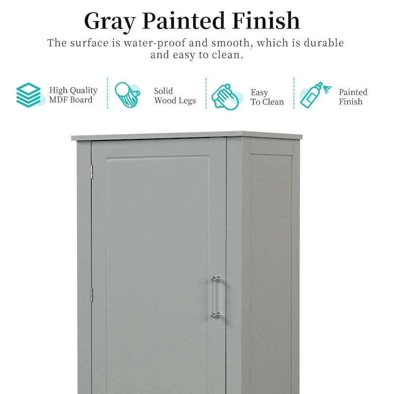Tall Bathroom Storage Cabinet with Two Drawers and Adjustable Shelf