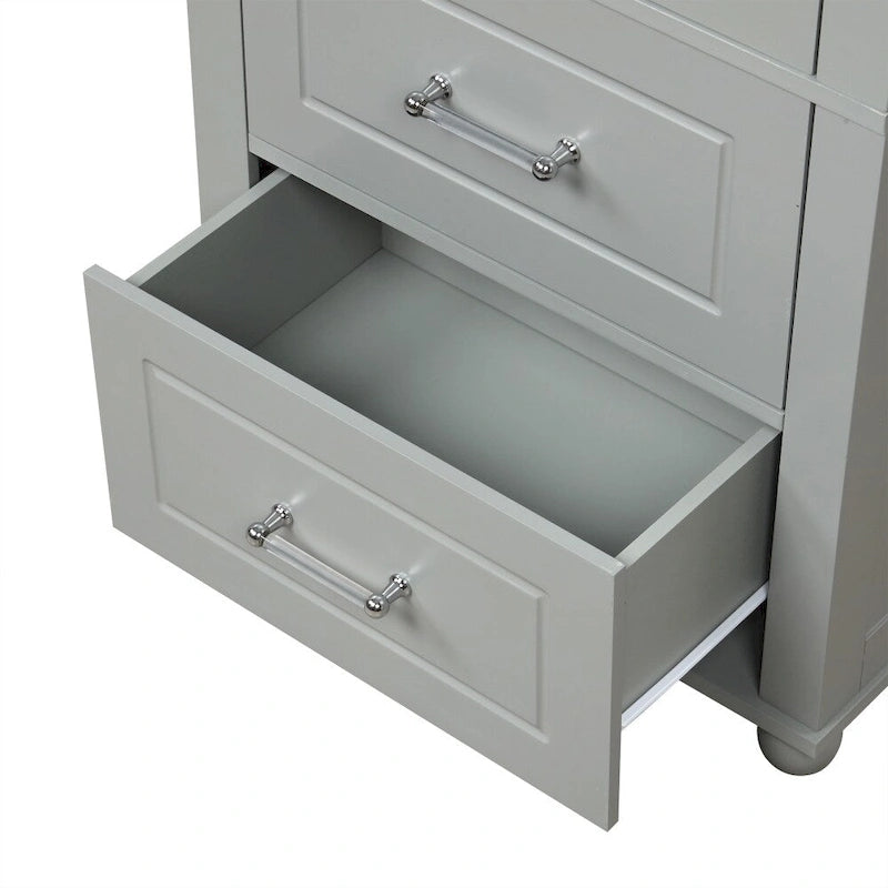 Tall Bathroom Storage Cabinet with Two Drawers and Adjustable Shelf