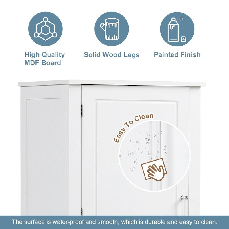 Tall Bathroom Storage Cabinet with Two Drawers and Adjustable Shelf