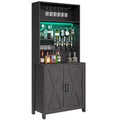 Tall Wine Bar Cabinet for Liquor and Glasses | Kitchen & Dining Cabinet with Liquor Dispenser & Wine Rack