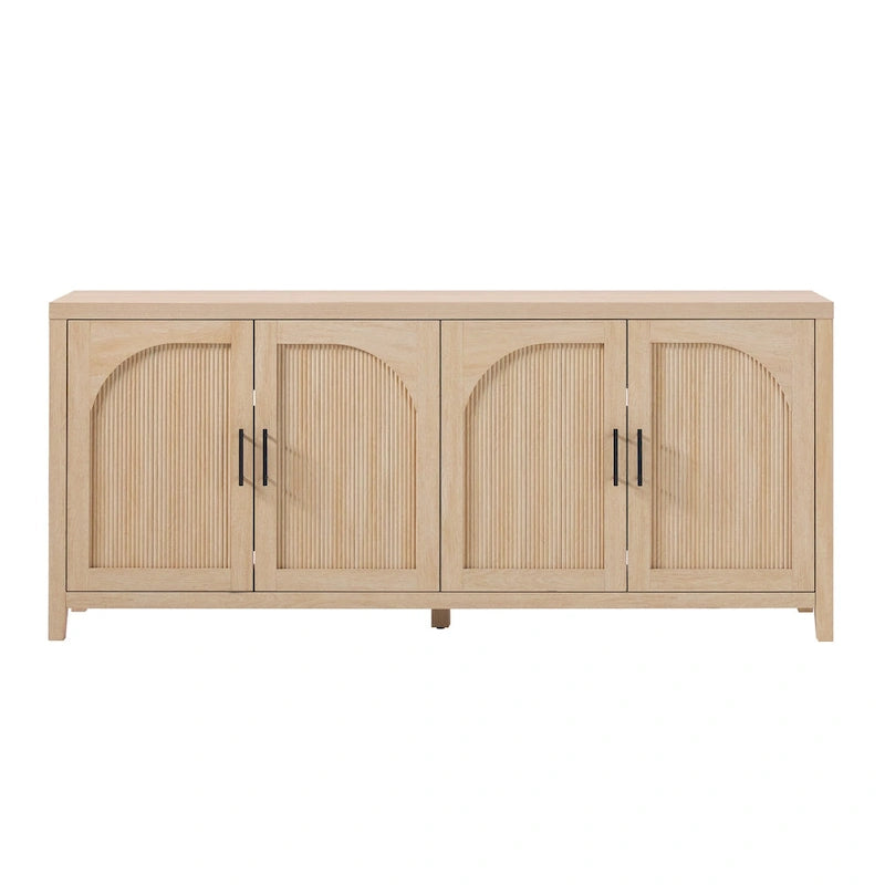 Modern 70-inch Reeded Sideboard with Arched Doors