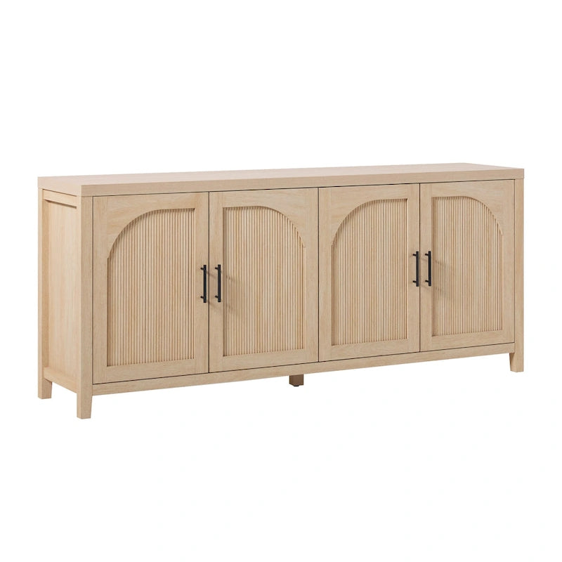 Modern 70-inch Reeded Sideboard with Arched Doors