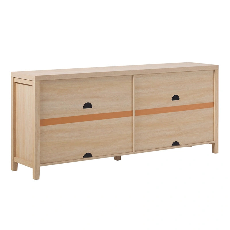 Modern 70-inch Reeded Sideboard with Arched Doors