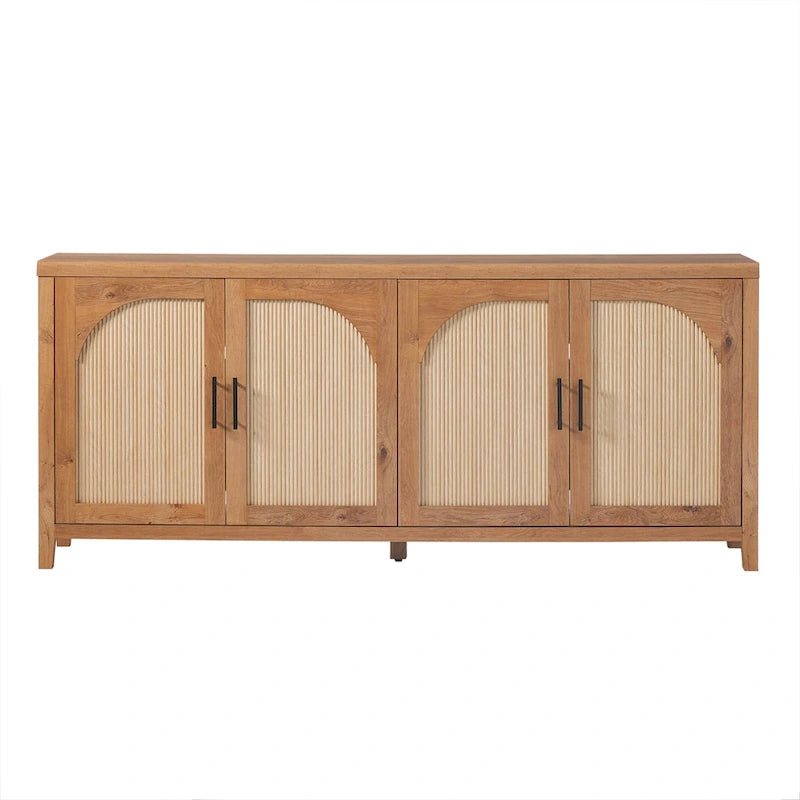Modern 70-inch Reeded Sideboard with Arched Doors