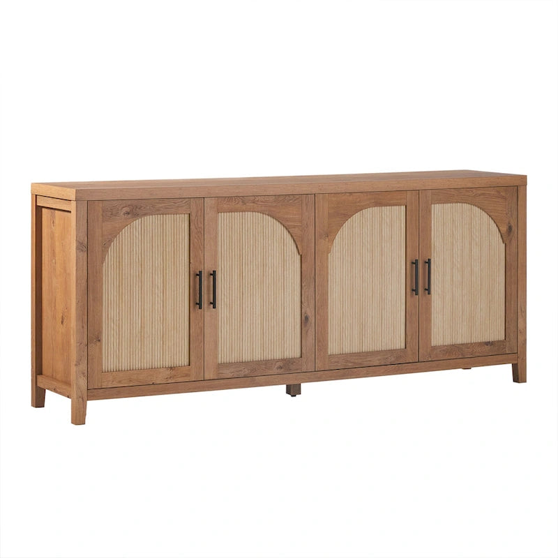 Modern 70-inch Reeded Sideboard with Arched Doors
