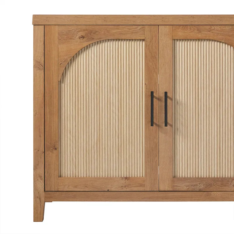 Modern 70-inch Reeded Sideboard with Arched Doors