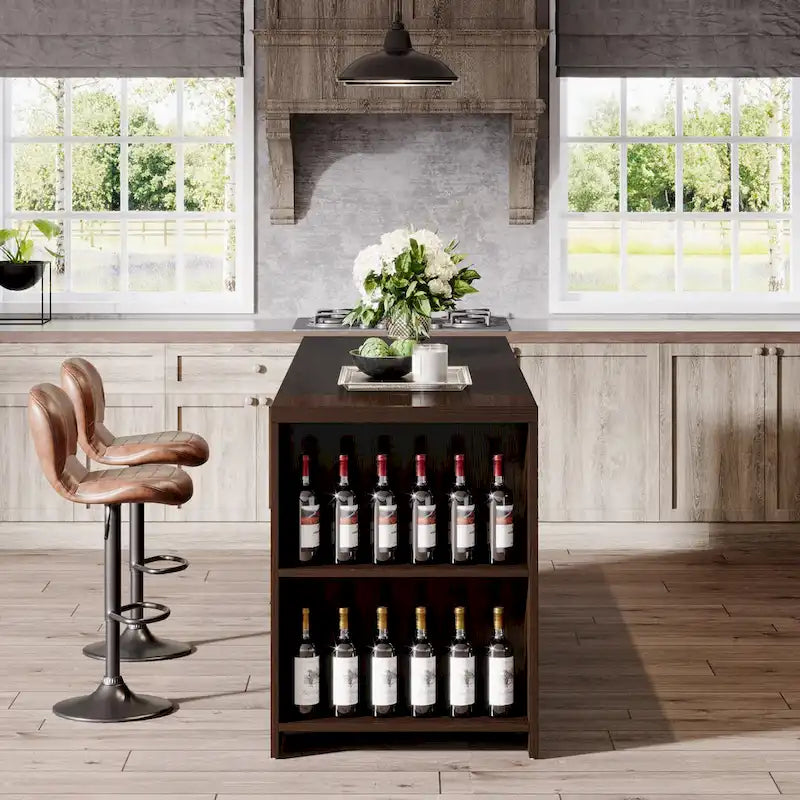 55 Inch große braune Kücheninsel aus Holz mit Stauraum